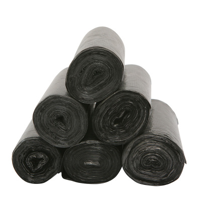 Black LDPE C-fold garbage bag in roll