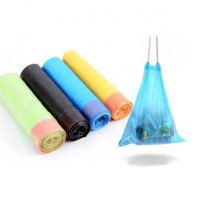 Hot Sale 100% Bio-degradable Garbage Bags With Drawstring Rubbish Bags